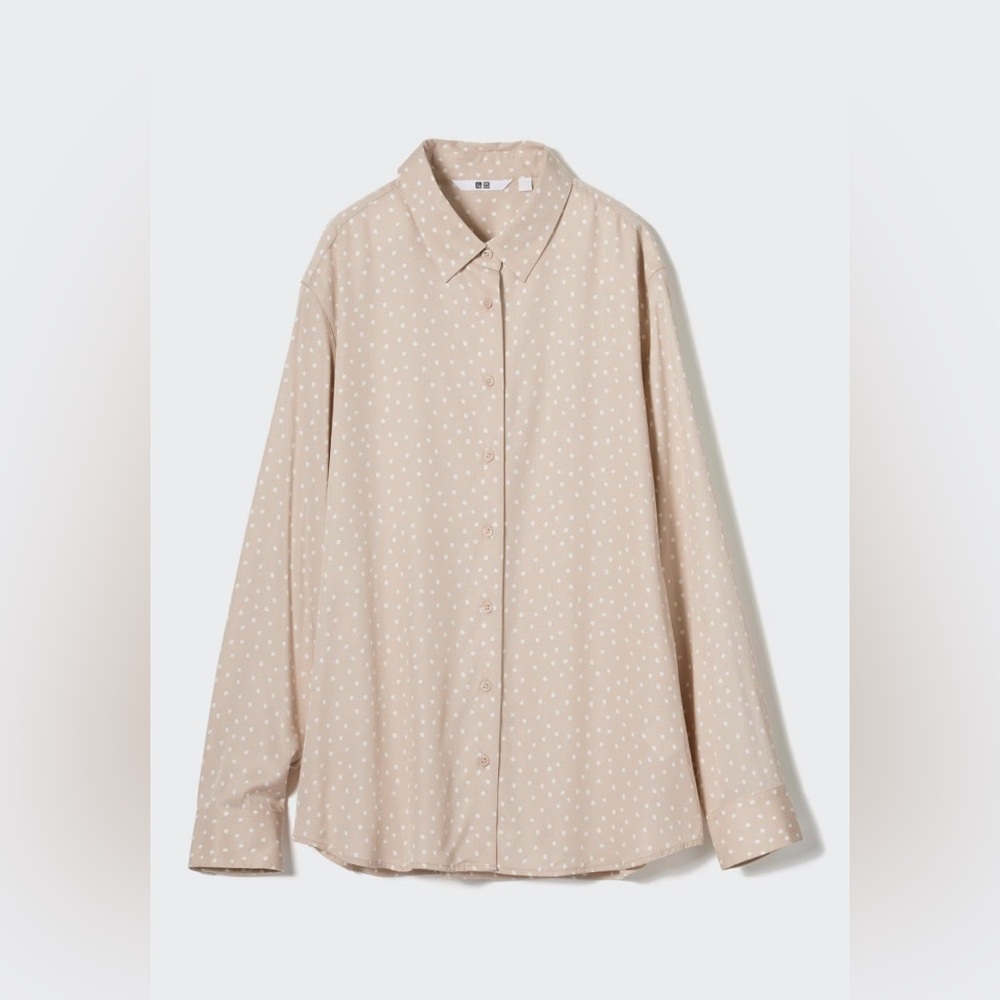 Uniqlo Rayon Polkadot Button Down Shirt